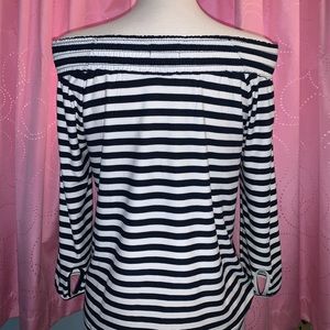 Navy and white stripe top